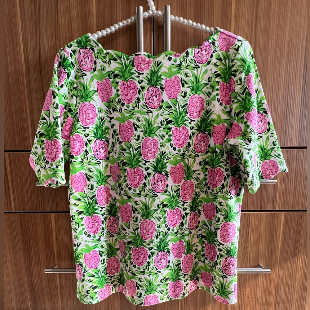 Charter Club Floral Scalloped Knit Top Size M - Picture 2 of 9